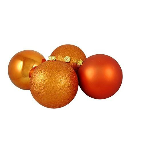 4ct Burnt Orange 4-Finish Shatterproof Christmas Ball Ornaments 10" (250mm)