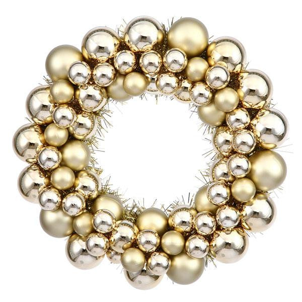 12" Vegas Gold Shatterproof Christmas Ball Ornament Wreath