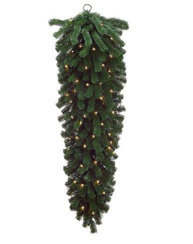 32" Pre-Lit Deluxe Windsor Pine Artificial Christmas Teardrop Swag - Clear