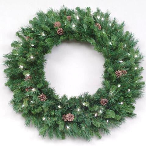 30" Pre-Lit Cheyenne Pine Artificial Christmas Wreath - Clear Lights