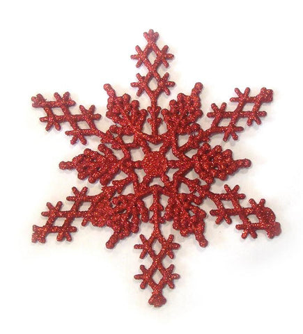 Club Pack of 12 Red Hot Glitter Snowflake Christmas Ornaments 6.25"