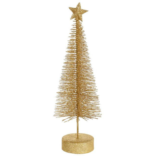 Pack of 2 Vegas Gold Glitter Sisal Artificial Table Top Christmas Trees 8"