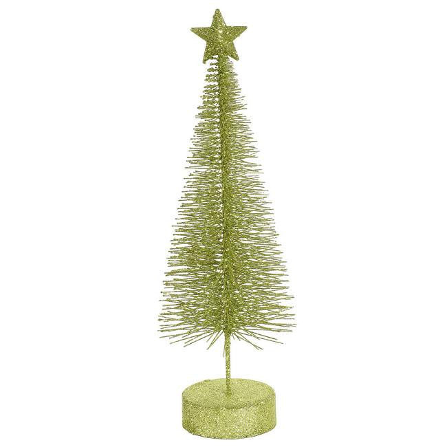 Pack of 2 Green Kiwi Glitter Sisal Artificial Table-Top Christmas Trees 8"