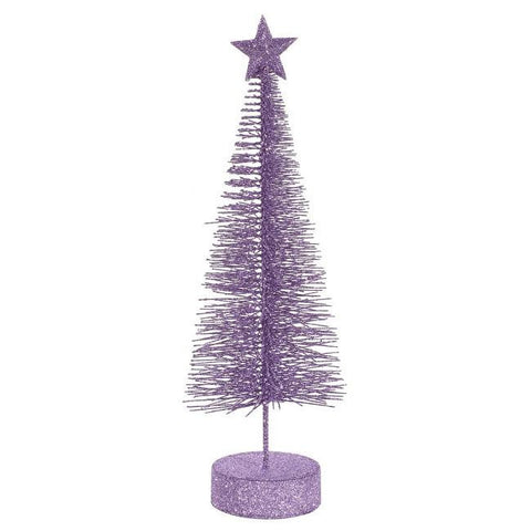 Pack of 2 Lavender Purple Glitter Sisal Artificial Table Top Christmas Trees 8"