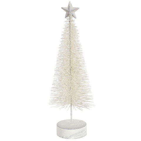 Pack of 2 Winter White Glitter Sisal Artificial Table Top Christmas Trees 12"