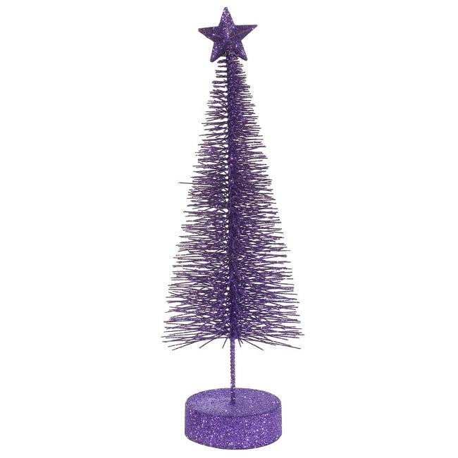 Pack of 2 Purple Passion Glitter Sisal Artificial Table Top Christmas Trees 12"