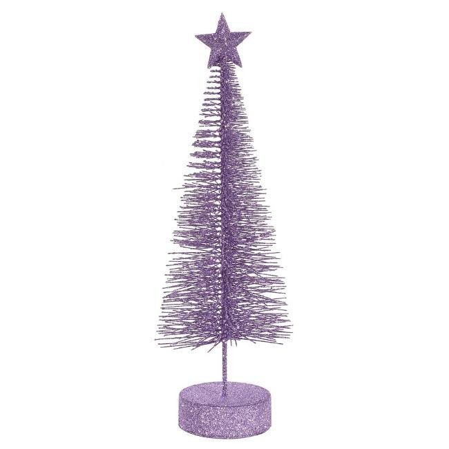 Pack of 2 Lavender Purple Glitter Sisal Artificial Table Top Christmas Trees 12"