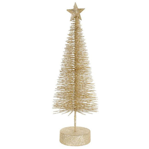 Pack of 2 Champagne Glitter Sisal Artificial Table Top Christmas Trees 12"