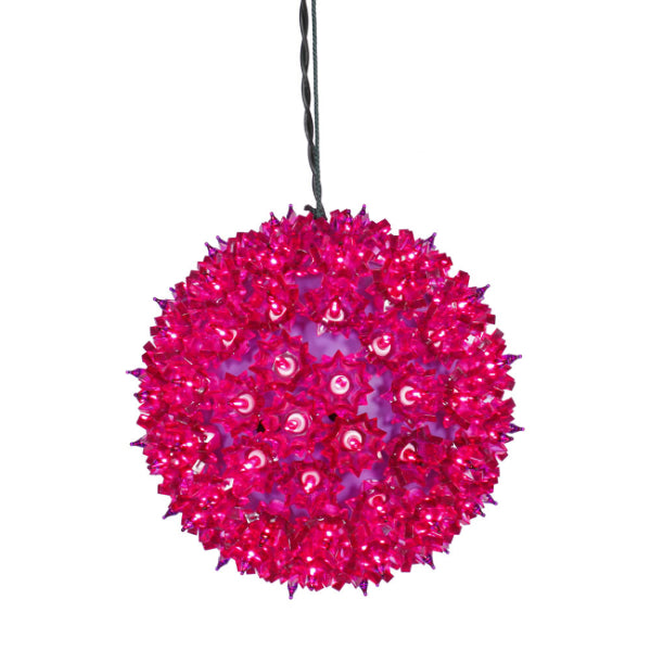 7.5" Fuchsia Lighted Hanging Star Sphere Christmas Decoration