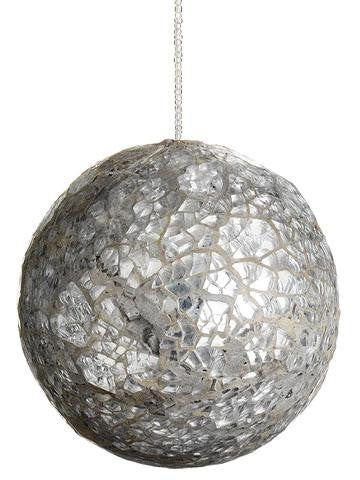 3.5" Mirror Mosaic Beaded Glass Ball Christmas Ornament