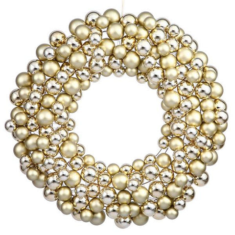 24" Vegas Gold Shatterproof Christmas Ball Ornament Wreath