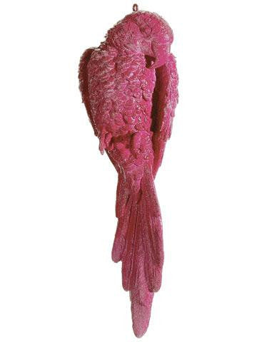 15" Tropical Paradise Glittered Pink Cockatoo Bird Figure with Closed Feathers