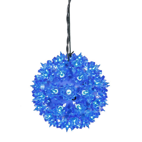 6" Blue Lighted Starlight Hanging Sphere Christmas Ball Decoration