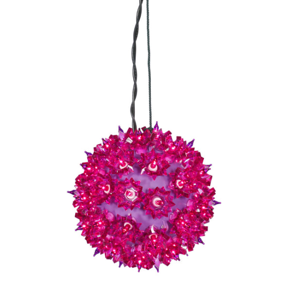 6" Fuchsia Pre-Lit Starlight Hanging Sphere Christmas Ball Decoration