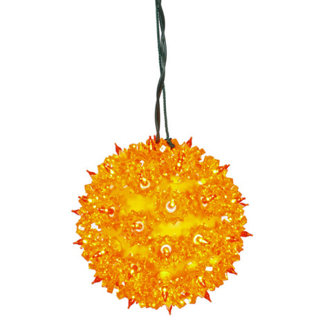 6" Yellow Orange Pre-Lit Starlight Hanging Sphere Christmas Ball Decoration