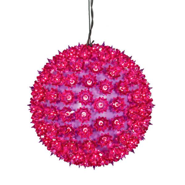 10" Fuchsia Lighted Hanging Star Sphere Christmas Decoration