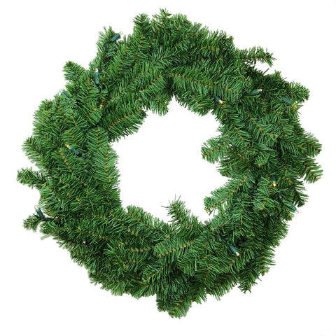 30" Battery Operated Canadian Pine Artificial Christmas Wreath -Clear LED Lights