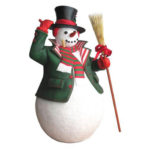 6' Commercial Grade Snowman with Broom Fiberglass Christmas Display Decoration