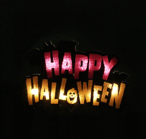 16" Lighted "Happy Halloween" Sign Window Silhouette Decoration