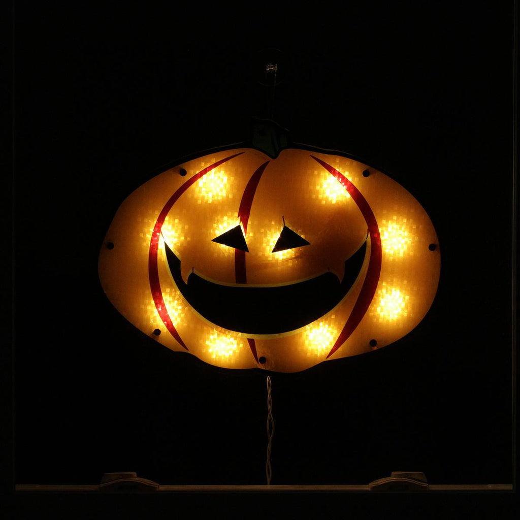 16" Lighted Jack-o-lantern Pumpkin Holographic Window Silhouette Decoration