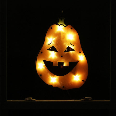 17" Lighted Tall Jack-o-lantern Pumpkin Halloween Window Silhouette Decoration