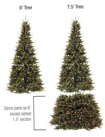 6' - 7.5' Pre-Lit Extend-A-Tree Artificial Christmas Tree - Clear Lights