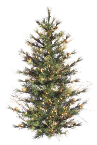 2' Pre-Lit Mixed Country Pine Artificial Wall or Door Christmas Tree - Clear