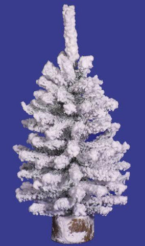 9" Flocked Alaskan Mini Pine Christmas Trees with Wood Base