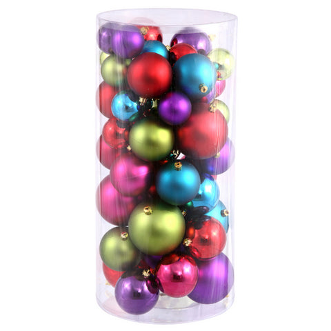 50ct Multi-Color Shiny & Matte Shatterproof Christmas Ball Ornaments 2.4"-3"-4"