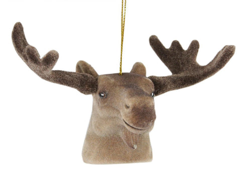 3.5" Brown Moose Head with Large Antlers Christmas Ornament