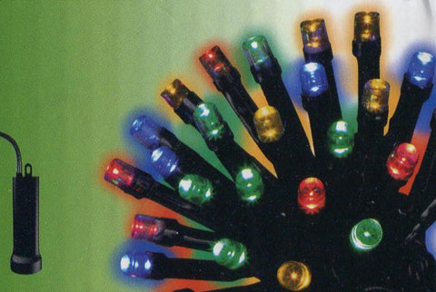 Set of 24 Multi LED Battery Operated 8-Function Christmas Lights - Black Wire