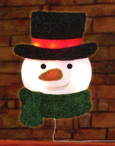 16" Lighted Tinsel Snowman with Top Hat Christmas Window Silhouette Decoration