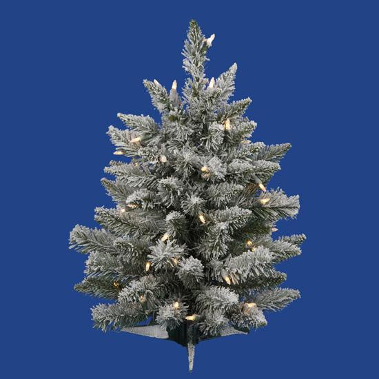 2' Pre-Lit Flocked Sugar Pine Artificial Christmas Tree - Clear Dura Lights