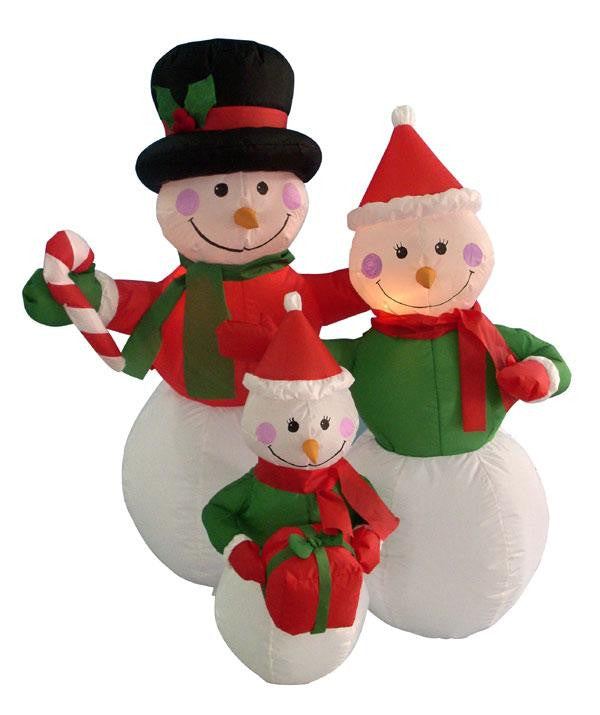 4' Inflatable Snowman Family Lighted Christmas Yard Art Decoration