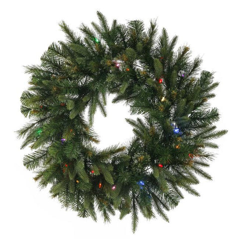 24" Pre-Lit Mixed Cashmere Pine Artificial Christmas Wreath - Mult-Color LED Lights