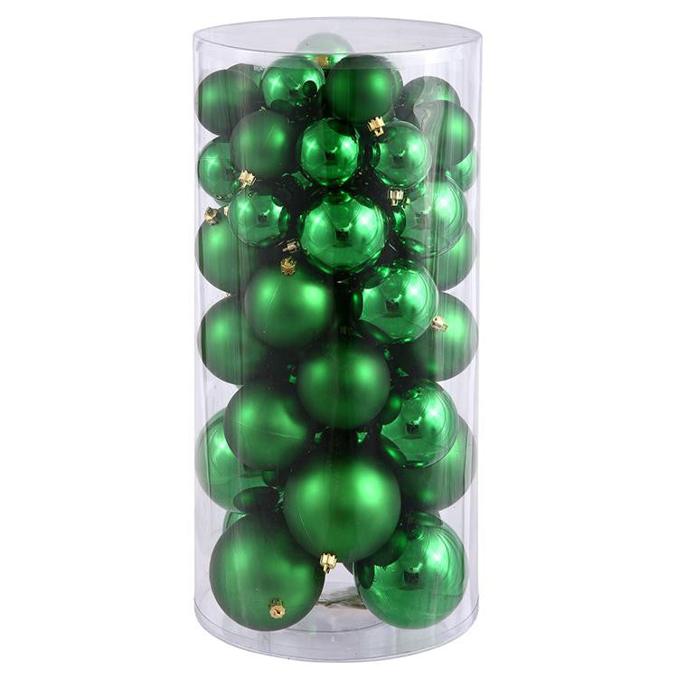 50ct Xmas Green Shiny & Matte Shatterproof Christmas Ball Ornaments 1.5"-2"