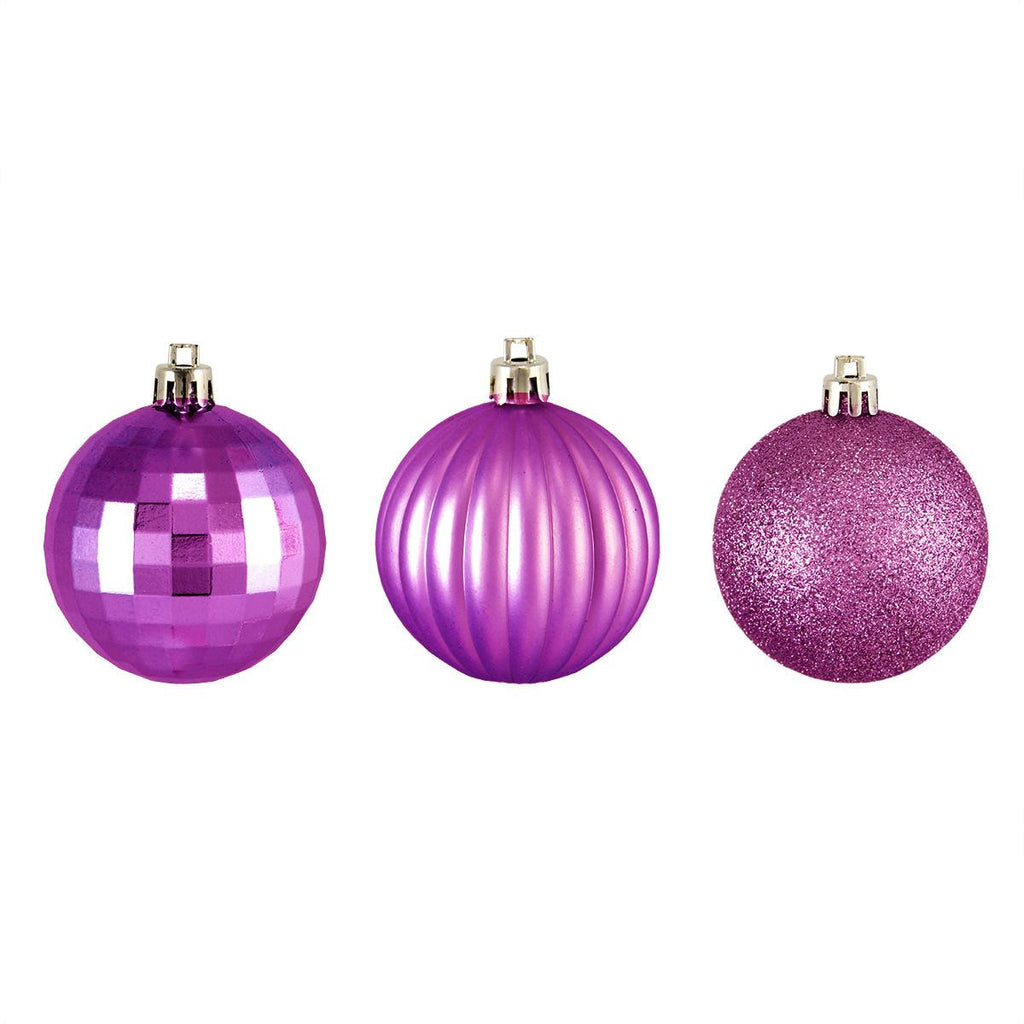 100ct Purple Passion 3-Finish Shatterproof Christmas Ball Ornaments 2.5" (60mm)