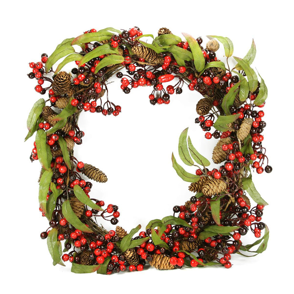 24" Red and Black Berry and Pine Cone Artificial Christmas Wreath - Unlit