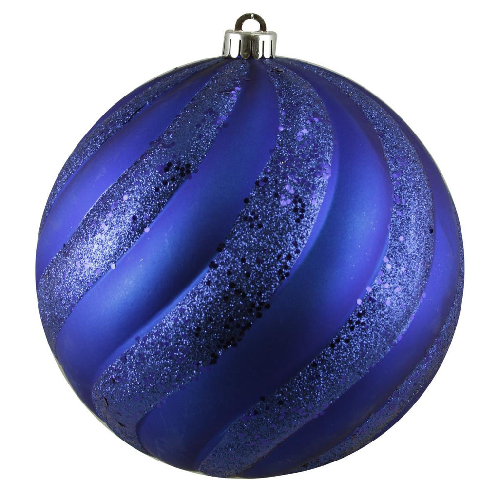 Lavish Blue Glitter Swirl Shatterproof Christmas Ball Ornament 8" (200mm)