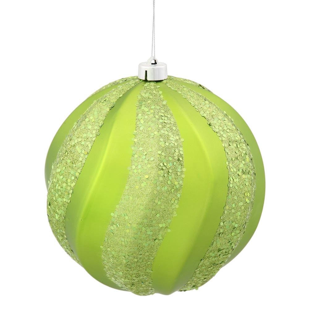 Green Kiwi Glitter Swirl Shatterproof Christmas Ball Ornament 8" (200mm)