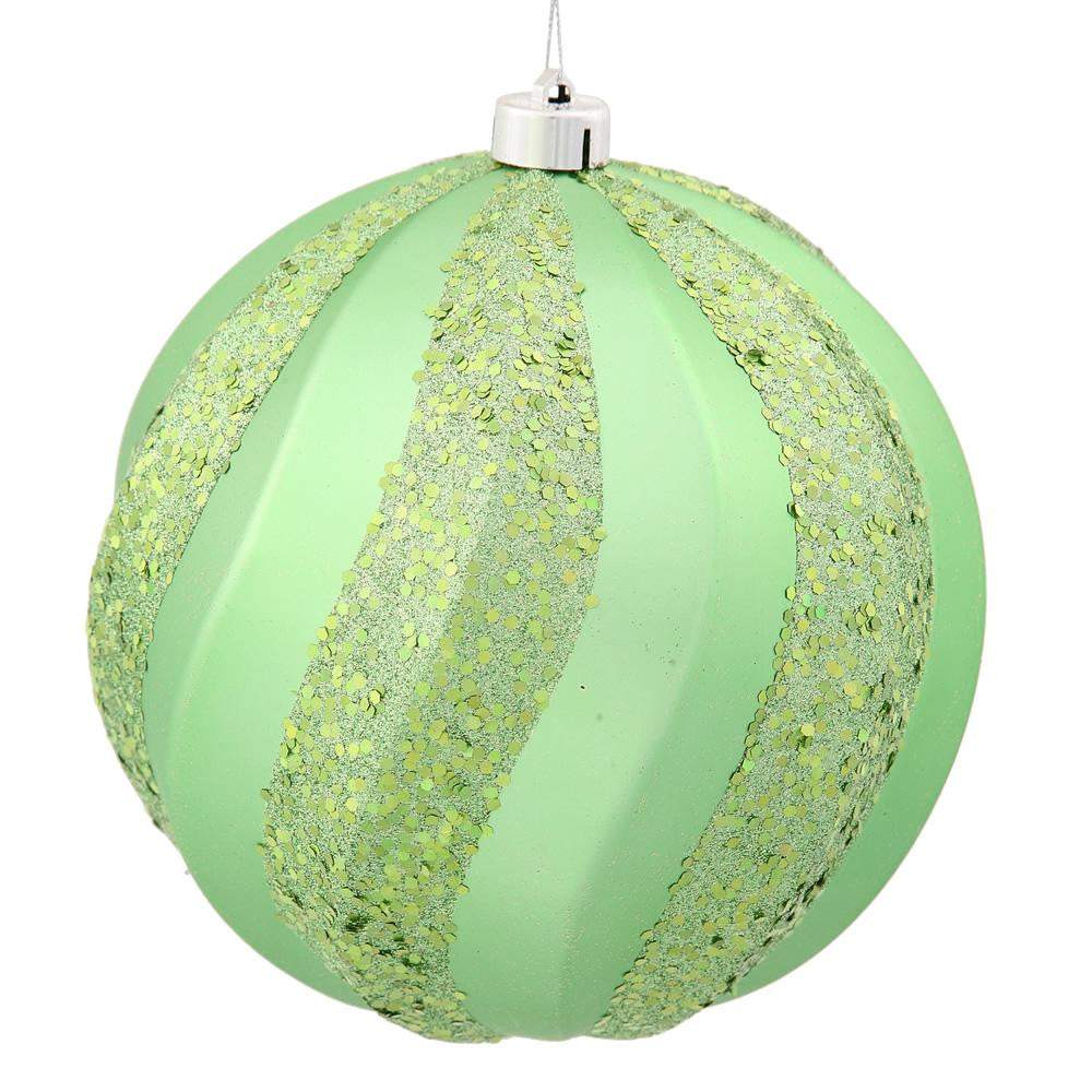 Celadon Green Glitter Swirl Shatterproof Christmas Ball Ornament 8" (200mm)