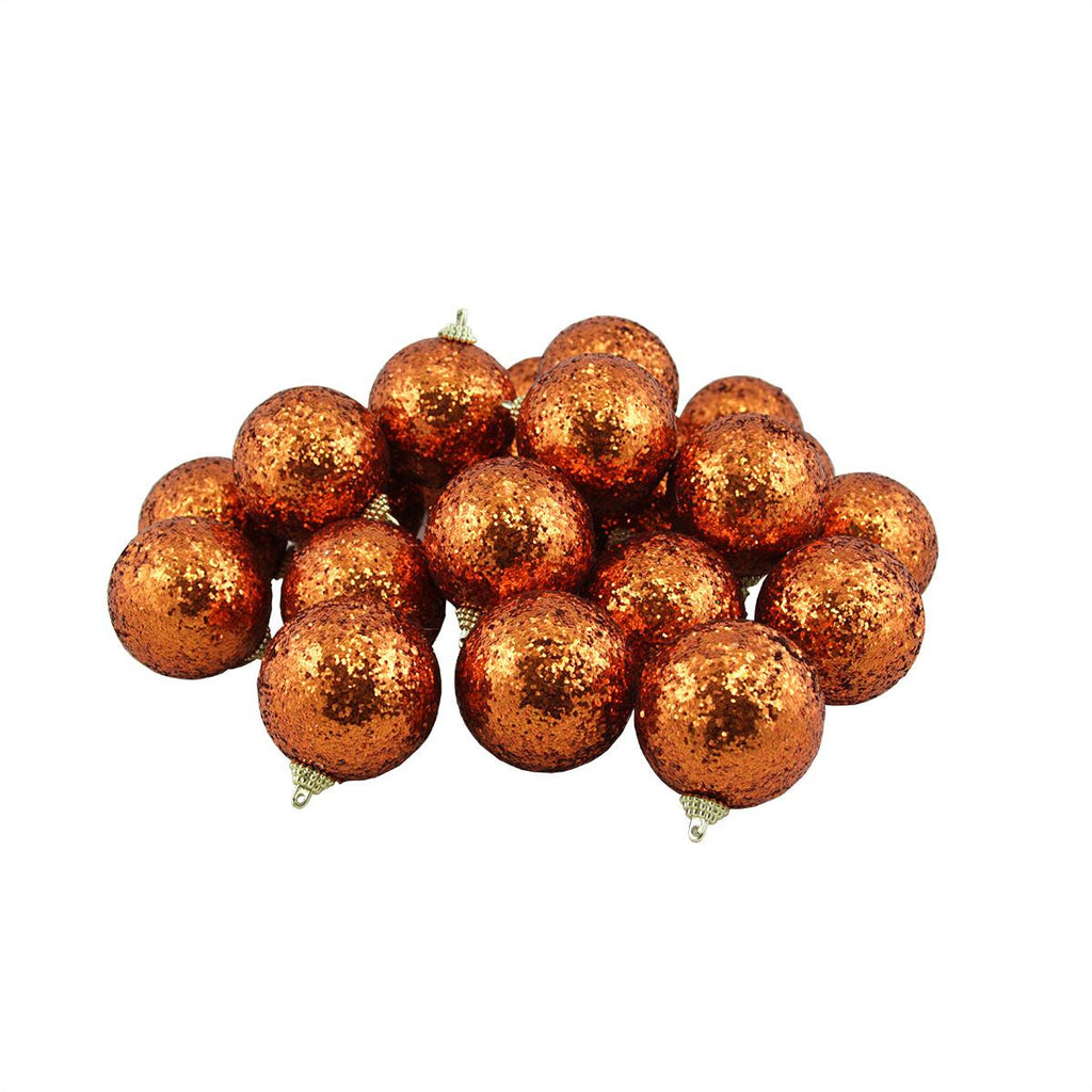 24ct Orange Shatterproof Sequin Finish Christmas Ball Ornaments 2.5" (60mm)