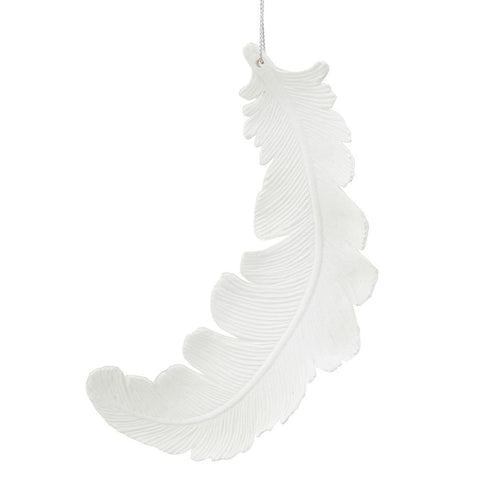 6ct Matte Winter White Feather Shatterproof Christmas Ornaments 6"