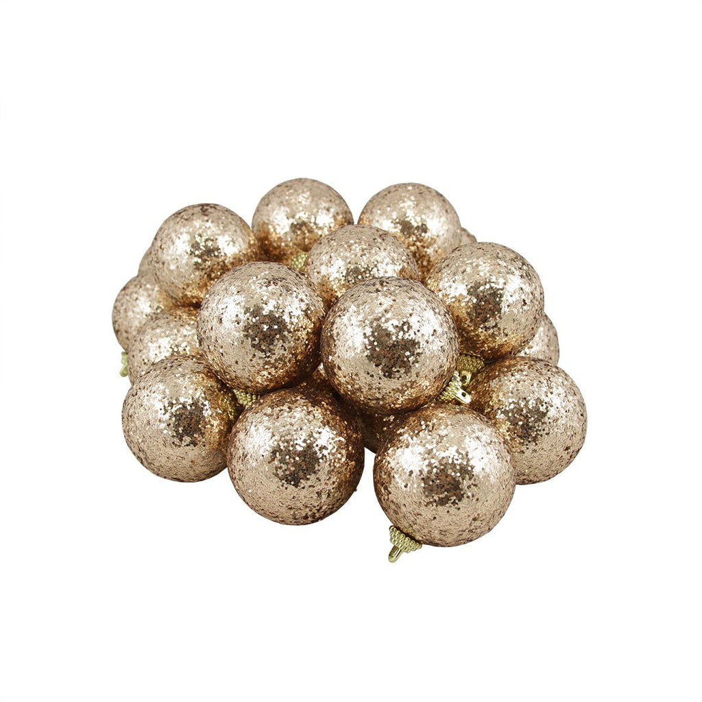 24ct Gold Shatterproof Sequin Finish Christmas Ball Ornaments 2.5" (60mm)