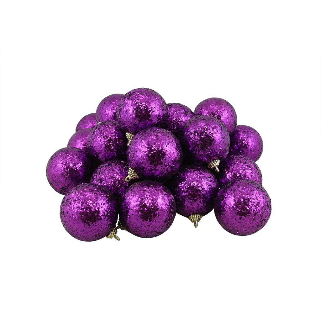 24ct Purple Shatterproof Sequin Finish Christmas Ball Ornaments 2.5" (60mm)