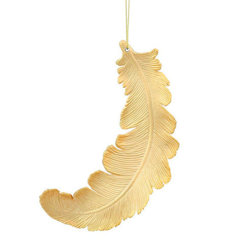 6ct Matte Vegas Gold Feather Shatterproof Christmas Ornaments 6"