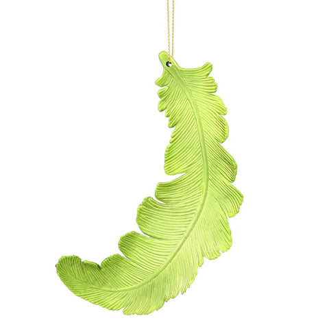 6ct Matte Green Kiwi Feather Shatterproof Christmas Ornaments 6"