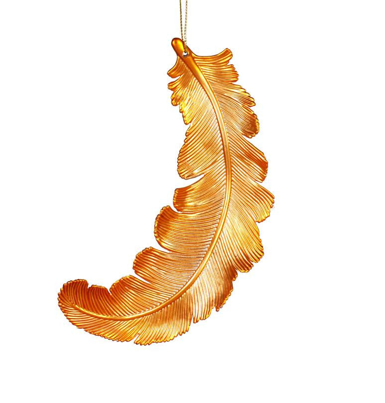 6ct Matte Burnt Orange Feather Shatterproof Christmas Ornaments 6"