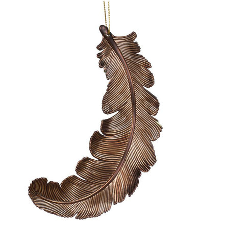 6ct Matte Chocolate Brown Feather Shatterproof Christmas Ornaments 6"