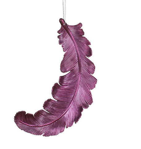 6ct Matte Plum Purple Feather Shatterproof Christmas Ornaments 6"